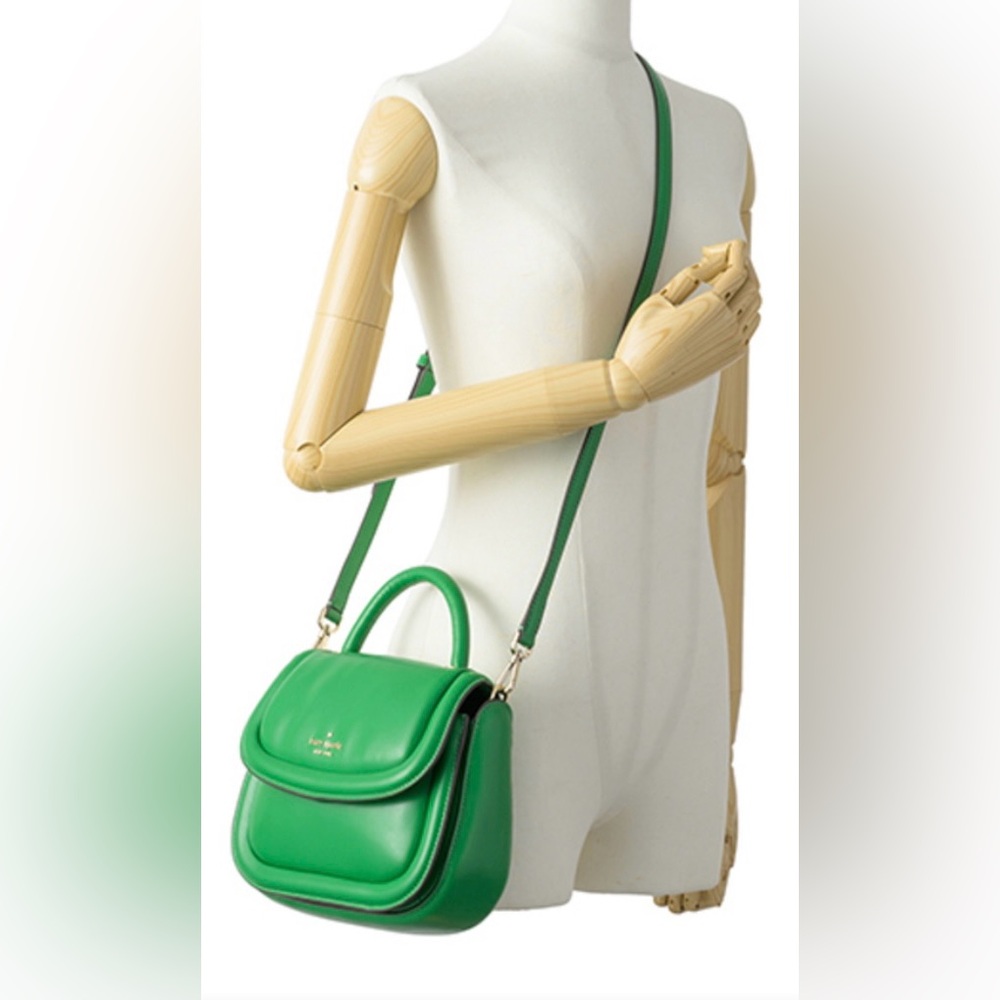 🟢NWT Kate Spade NY Puffy Smooth Leather Mini Crossbody Satchel: "Green Bean" 🟢 - Picture 7 of 14